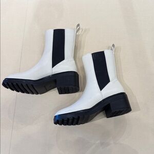 Women's White and Black Ankle Boots